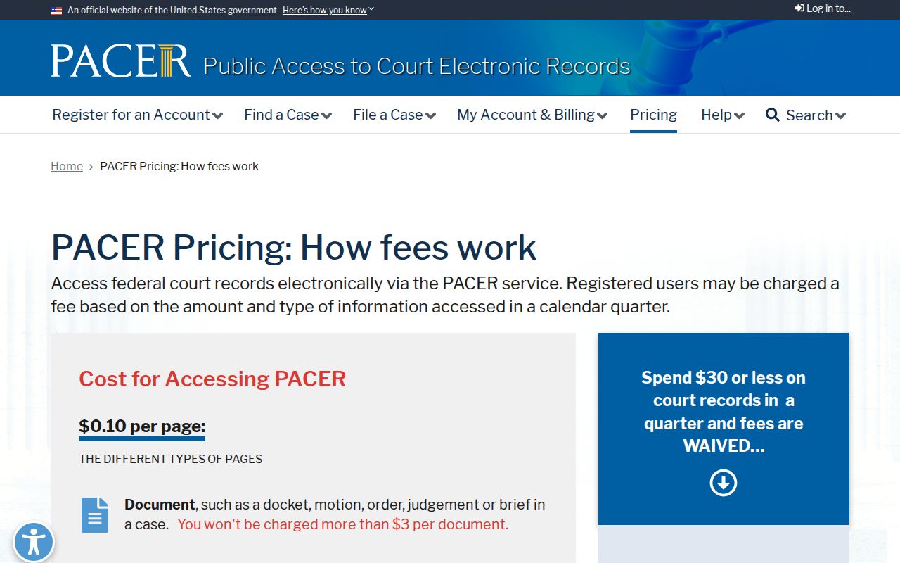 Carroll County federal warrant records kept separate from PACER federal docket fees