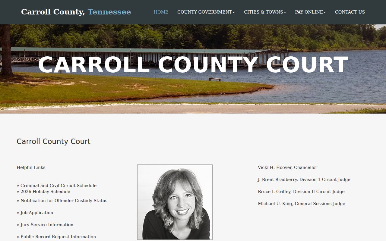 Carroll County warrant record questions routed through the official county court page